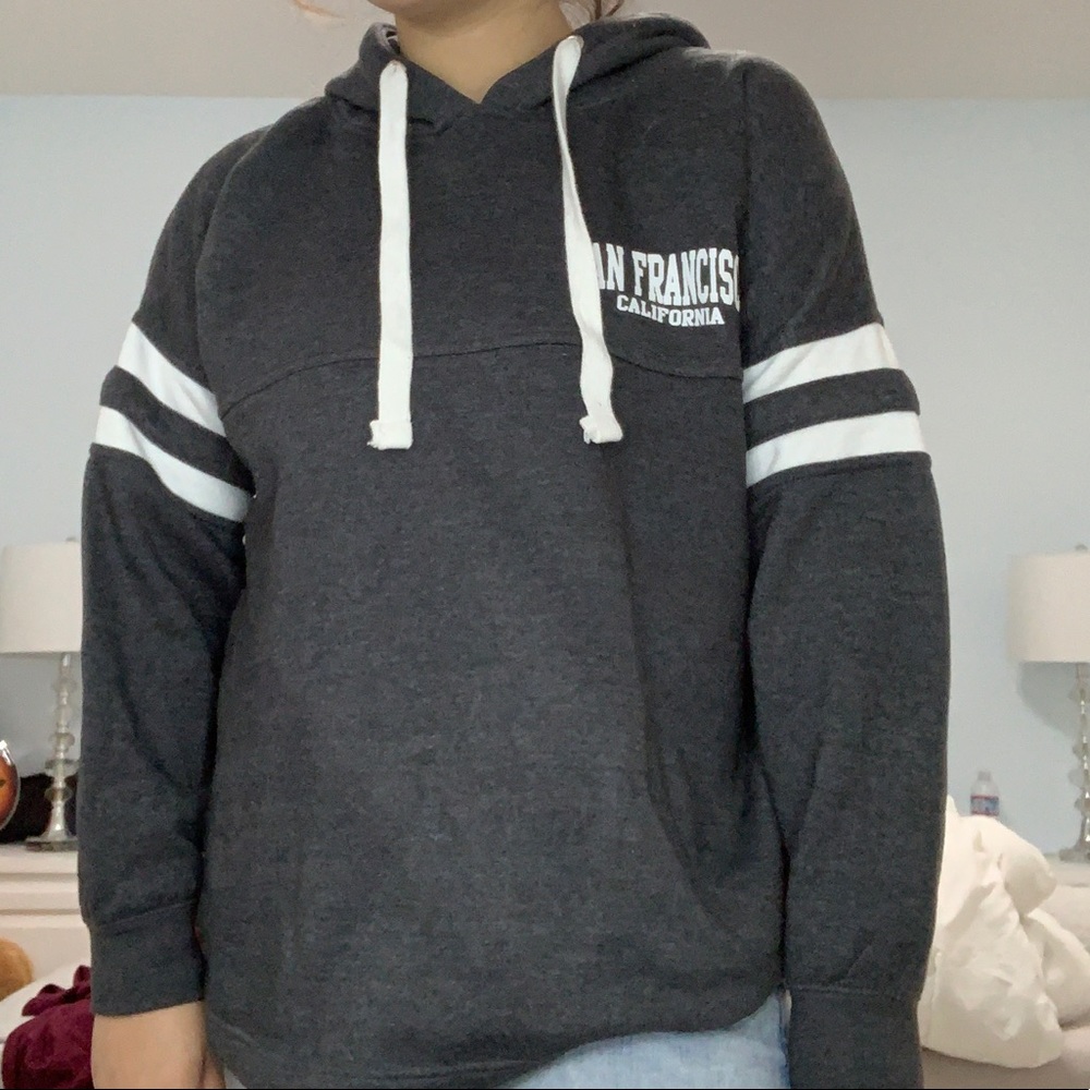 SAN FRANCISCO Grey VARSITY Striped Pullover hoodie
